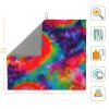 NOUZU Colorful Tie Dye Pattern Print Dish Drying Mat, Microfiber Kitchen Counter Mat, Slip Resistant Dishwashing Mat 16x18in, Black view 3
