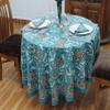 60 Inches Round Hand Block Printed Cotton Tablecloth, Blue White Floral Table Cloths Washable, Indian Table Linen for Valentine Gifts Home Decor Dinning Outdoor view 1