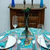 60 Inches Round Hand Block Printed Cotton Tablecloth, Blue White Floral Table Cloths Washable, Indian Table Linen for Valentine Gifts Home Decor Dinning Outdoor view 2