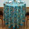 60 Inches Round Hand Block Printed Cotton Tablecloth, Blue White Floral Table Cloths Washable, Indian Table Linen for Valentine Gifts Home Decor Dinning Outdoor view 4