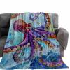 Flannel Fleece Blanket Nautical Ocean Sea Monster Octopus Soft Decorative Lightweight Throw Blanket for Bed/Couch/Sofa/Office/Camping Coastal Gradient Sealife Art 40"x50" view 2