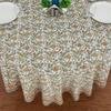 72 Inches Round Hand Block Printed Cotton Tablecloth, Green Yellow Floral Table Cloths Washable, Indian Table Linen for Valentine Gifts Home Decor Dinning Outdoor view 2
