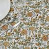 72 Inches Round Hand Block Printed Cotton Tablecloth, Green Yellow Floral Table Cloths Washable, Indian Table Linen for Valentine Gifts Home Decor Dinning Outdoor view 4