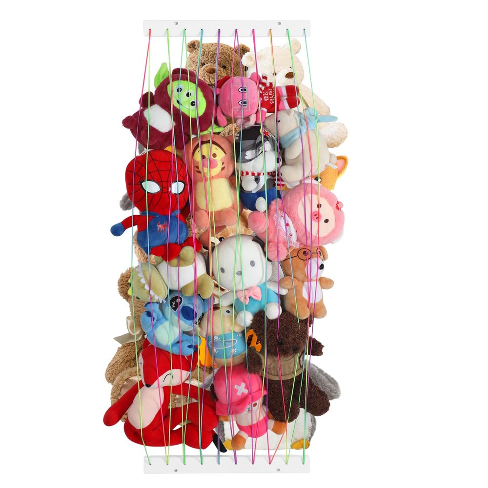 Stuffed Animal Storage Organizers,Plush Toy Holder,Hanging Plushie Toys Zoo Hammock Net for Kids Room Playroom Bedroom With Adjustable Length,Nursery Furniture,Large,Upgraded(White)
