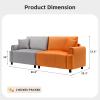 87" Modular Sectional Sofa,Loveseat Sofa Couch for Living Room with USB Type-C Ports,Upholstered Couches with Deep Seat, Velvet Sofa Sleeper, 3 Seater Couches for Living Room, Bedroom(Gray+ Orange) view 2