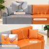87" Modular Sectional Sofa,Loveseat Sofa Couch for Living Room with USB Type-C Ports,Upholstered Couches with Deep Seat, Velvet Sofa Sleeper, 3 Seater Couches for Living Room, Bedroom(Gray+ Orange) view 3