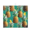 NOUZU Tropical Pineapple Hawaiian Print Dish Drying Mat, Microfiber Kitchen Counter Mat, Slip Resistant Dishwashing Mat 16x18in, Black view 1