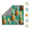 NOUZU Tropical Pineapple Hawaiian Print Dish Drying Mat, Microfiber Kitchen Counter Mat, Slip Resistant Dishwashing Mat 16x18in, Black view 3