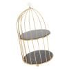 TYTOGE Double Layer Storage Shelf Bird Cage Organizer Display Rack for Bathroom Countertop Dressing Table Gold Frame (Black Base Gold Pattern) view 1