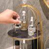 TYTOGE Double Layer Storage Shelf Bird Cage Organizer Display Rack for Bathroom Countertop Dressing Table Gold Frame (Black Base Gold Pattern) view 2
