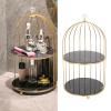 TYTOGE Double Layer Storage Shelf Bird Cage Organizer Display Rack for Bathroom Countertop Dressing Table Gold Frame (Black Base Gold Pattern) view 3