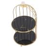 TYTOGE Double Layer Storage Shelf Bird Cage Organizer Display Rack for Bathroom Countertop Dressing Table Gold Frame (Black Base Gold Pattern) view 4