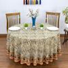 60 Inches Round Hand Block Printed Cotton Tablecloth, Orange Blue Floral Table Cloths Washable, Indian Table Linen for Dinning Home Decor Outdoor Thanksgiving view 1