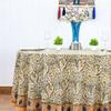 60 Inches Round Hand Block Printed Cotton Tablecloth, Orange Blue Floral Table Cloths Washable, Indian Table Linen for Dinning Home Decor Outdoor Thanksgiving view 3
