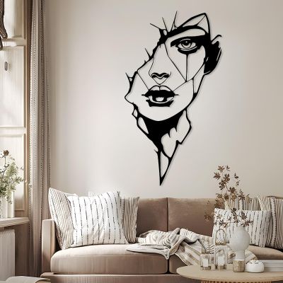 Minimalist Abstract Woman Silhouette Metal Line Art - Wall Decor for Bedroom, Gift for Her (Black, 13"x24"|33x60cm)
