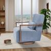 30.5" W Swivel Modern Fabric Upholstered Accent Chair with Solid Wood Armrests, Comfy Lounge Reading Chair, Side Armchair for Hotel Bedroom Living Room Office Nursery Room (Blue Linen) view 3