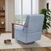 30.5" W Swivel Modern Fabric Upholstered Accent Chair with Solid Wood Armrests, Comfy Lounge Reading Chair, Side Armchair for Hotel Bedroom Living Room Office Nursery Room (Blue Linen) view 4