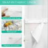Botanical No Hook Shower Curtain with Snap in Liner Waterproof Fabric Shower Curtain Set for Bathroom Spring White Daisy Floral Wood Grain Brown Shower Curtain with See Through Top Window 72"x72" view 3