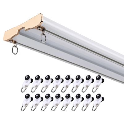 whalebee Ceiling Curtain Track Kit Double Tracks for Curtains, Aluminum Curtain Rails 3.3ft - 19.7ft Ceiling Track with Curtain Roller Easy to Install for Living Room, Bedroom, Office(White,220cm)