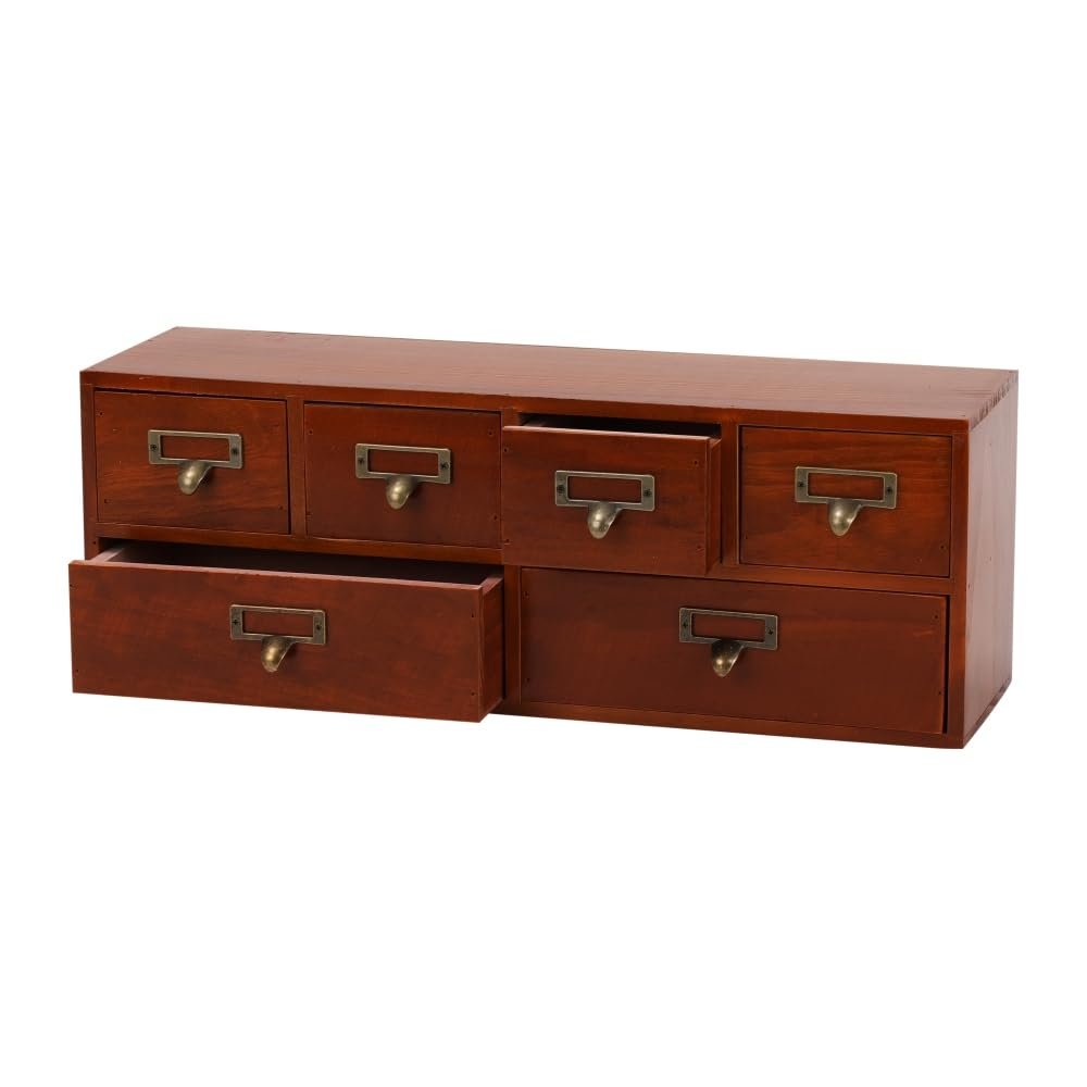 Apothecary Cabinet with Drawers, Apothecary Drawers, Brown 6 Wood Drawer