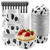 50-Pack 5oz Round Disposable Aluminum Foil Baking Cups, Mini Cake Pans with Lids, Muffin Tin Ramekins for Weddings & Parties-Cowprint view 1