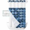 FishScales No Hook Shower Curtain with Snap in Liner Waterproof Fabric Shower Curtain Set for Bathroom Ombre Blue Fish Scales Watercolor Art Print Shower Curtain with See Through Top Window 36"x72" view 1
