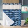 FishScales No Hook Shower Curtain with Snap in Liner Waterproof Fabric Shower Curtain Set for Bathroom Ombre Blue Fish Scales Watercolor Art Print Shower Curtain with See Through Top Window 36"x72" view 2