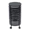 Fruit and Vegetable Basket Bowls for Kitchen, 5 Tier Circular Rotating Basket with Wheels, Fruit Vegetable Metal Wire Shelf, Standing Rolling Storage Cart for Living Room, Bathroom Black Triple Layer view 2