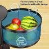 Fruit and Vegetable Basket Bowls for Kitchen, 5 Tier Circular Rotating Basket with Wheels, Fruit Vegetable Metal Wire Shelf, Standing Rolling Storage Cart for Living Room, Bathroom Black Triple Layer view 4