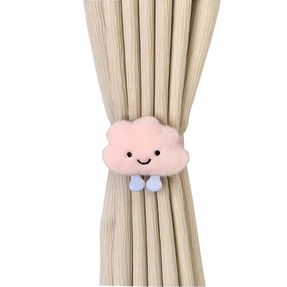 2 Pcs Punk Clouds Doll Shaped Curtain Tiebacks Cartoon Gauze Curtain Closure Buckle Cute Animal Clip Straps