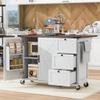 Merax 54.5" Wood Kitchen Cart Island on Wheels with Power Outlet,Drop Leaf and 3 Side Drawers,Farmhouse Style Storage Cabinet for Dining Room view 1