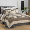 DDUOXIN 3 Piece King Bedspread 120"x120" - 100% Cotton Oversized King Quilt with 2 Pillow Shams, Farmhouse Lightweight Plaid Bedspreads Coverlet Sets, Charcoal/Beige/Brown view 1