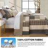 DDUOXIN 3 Piece King Bedspread 120"x120" - 100% Cotton Oversized King Quilt with 2 Pillow Shams, Farmhouse Lightweight Plaid Bedspreads Coverlet Sets, Charcoal/Beige/Brown view 3