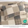 DDUOXIN 3 Piece King Bedspread 120"x120" - 100% Cotton Oversized King Quilt with 2 Pillow Shams, Farmhouse Lightweight Plaid Bedspreads Coverlet Sets, Charcoal/Beige/Brown view 4