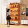 Flip Door Cabinet Display Shelf Display Case with Acrylic Cabinet Door Modern Minimalist Bamboo Storage With Acrylic Cabinet Cabinet Doorsealed Dustproof Easy To Clean(Brown,6F-50x32.4x171cm/19.7x12.8 view 1