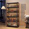 Flip Door Cabinet Display Shelf Display Case with Acrylic Cabinet Door Modern Minimalist Bamboo Storage With Acrylic Cabinet Cabinet Doorsealed Dustproof Easy To Clean(Brown,6F-50x32.4x171cm/19.7x12.8 view 3