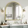 VooBang Wide Arched Wall Mirror, 31 x 32 inch Arch Bathroom Mirror, Wall Mounted Vanity Mirror with Arch Metal Frame, Modern Bathroom Vanity Mirror for Bedroom, Living Room, Hanging or Leaning, Gold view 2