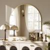 VooBang Wide Arched Wall Mirror, 31 x 32 inch Arch Bathroom Mirror, Wall Mounted Vanity Mirror with Arch Metal Frame, Modern Bathroom Vanity Mirror for Bedroom, Living Room, Hanging or Leaning, Gold view 3