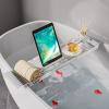 Bathtub Trays for Tub, Expandable Bathtub Tray over the Tub Bath Tray Bathtub Caddy Tray for Tub Bath Tub Tray Table Extra Long Bath Tub Shelf for Bathtub Bath Accessories for Women(Clear) view 2