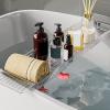 Bathtub Trays for Tub, Expandable Bathtub Tray over the Tub Bath Tray Bathtub Caddy Tray for Tub Bath Tub Tray Table Extra Long Bath Tub Shelf for Bathtub Bath Accessories for Women(Clear) view 3