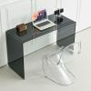 CraftThink Tempered Glass Computer Desk, Modern Small Desk Study Table with Sled Legs for Small Spaces, Living Room, Office and Bedroom - 47" L x 23.5" W x 29.5" H, White view 4