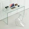 CraftThink Tempered Glass Computer Desk, Modern Small Desk Study Table with Sled Legs for Small Spaces, Living Room, Office and Bedroom - 35" L x 16" W x 29.5" H, White view 1