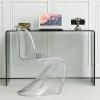 CraftThink Tempered Glass Computer Desk, Modern Small Desk Study Table with Sled Legs for Small Spaces, Living Room, Office and Bedroom - 35" L x 16" W x 29.5" H, White view 3