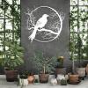 LARNT Raven on the Branch Metal Wall Art, Crow Wall Decor, Tree Branch Sign, Raven Wall Hanging, Metal Birds Outdoor Decor, Gothic Art, Farmhouse Wall Decor (White, 17"x19"|42x47cm) view 1