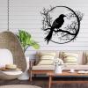 LARNT Raven on the Branch Metal Wall Art, Crow Wall Decor, Tree Branch Sign, Raven Wall Hanging, Metal Birds Outdoor Decor, Gothic Art, Farmhouse Wall Decor (White, 17"x19"|42x47cm) view 2