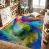 rugsjwaizj Living Room Abstract Area Rug - Washable, Colorful Sea of Clouds Patterns - Dining Room, Bedroom, Office - Non-Slip Backing - Modern Plush - 5x8ft view 2