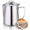 Frothing Pitcher, Stainless Steel Coffee Cup Milk Frothing Pitcher Jug with Lid Latte Coffee Art for Office Kitchen (600ml) view 1