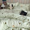 4 Piece Sheets Set Queen Size, Extra Soft Breathable 100% Cotton Bedding Set Double Yarn Twill Duvet Cover Set, All Season with Comforter Set, Sheet,Pillowcase,Brown,Twin XL view 2