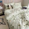 4 Piece Sheets Set Queen Size, Extra Soft Breathable 100% Cotton Bedding Set Double Yarn Twill Duvet Cover Set, All Season with Comforter Set, Sheet,Pillowcase,Brown,Twin XL view 3