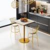 Bistro Table Classic Bistro Pub Furniture- 23.6inches Round Cocktail Bar Table with Metal Base, Tall Bistro Pub Table, Counter Bar Height for Kitchen, Dining Room, Living Room, Easy Assembly view 2